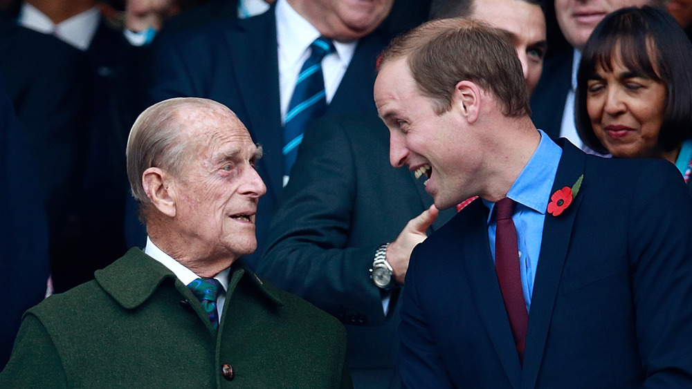 Prince William and Prince Philip chatting