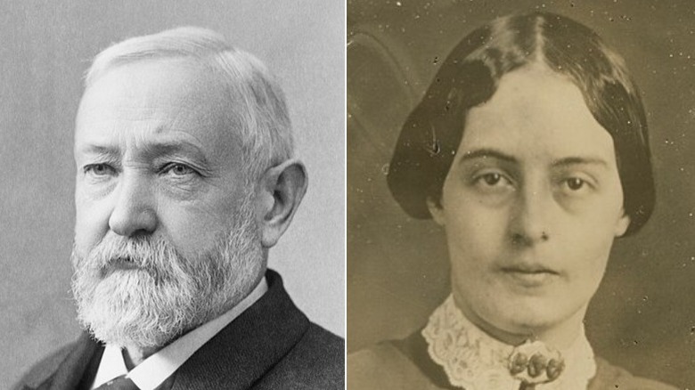 President Benjamin Harrison posing, Caroline Harrison posing