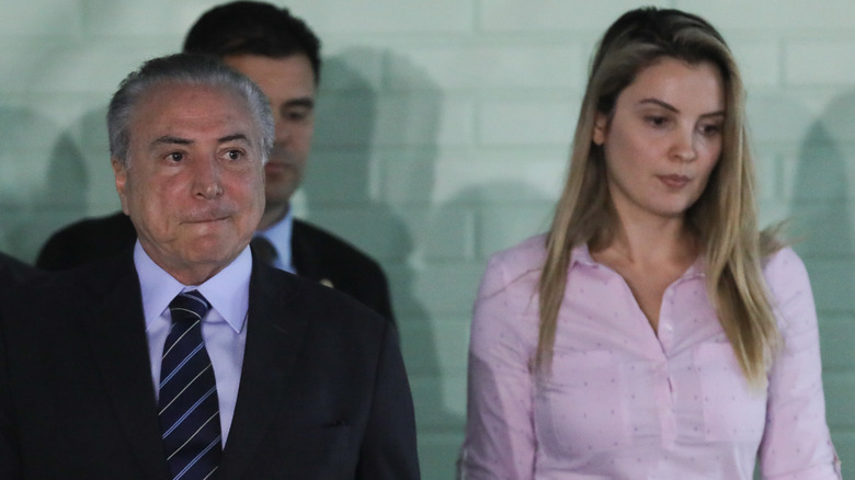 Marcela Temer posing with Michel Temer