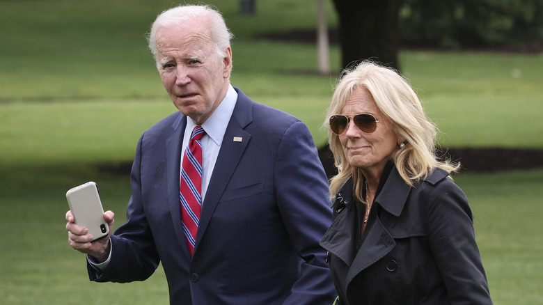 President Joe Biden and his wife Jill returning to the White House