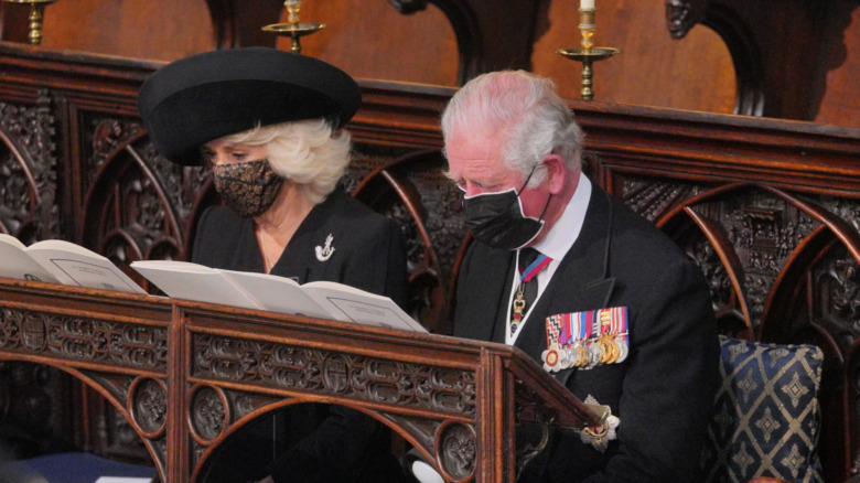 Prince Charles and Camilla Parker-Bowles during Prince Philip's funeral