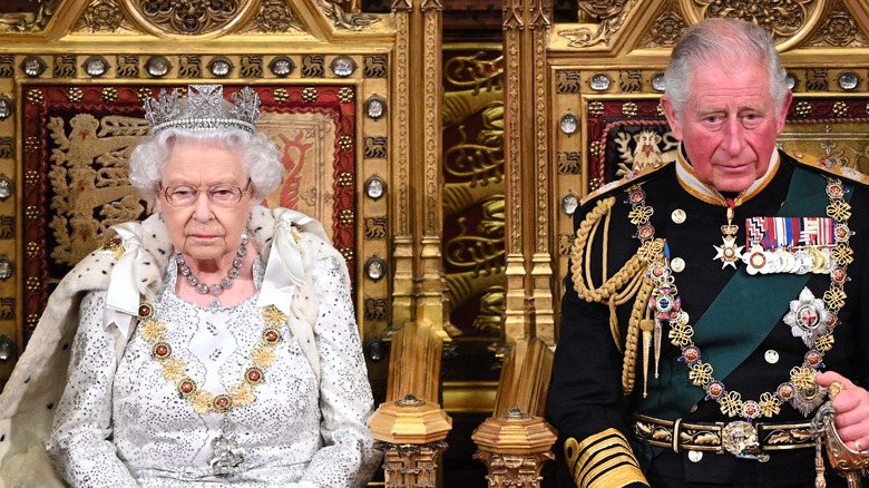 Prince Charles and Queen Elizabeth pose 