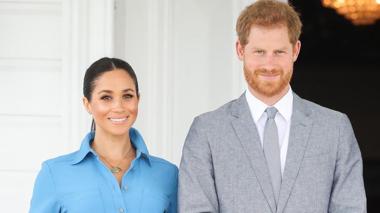 Meghan Markle and Prince Harry posing