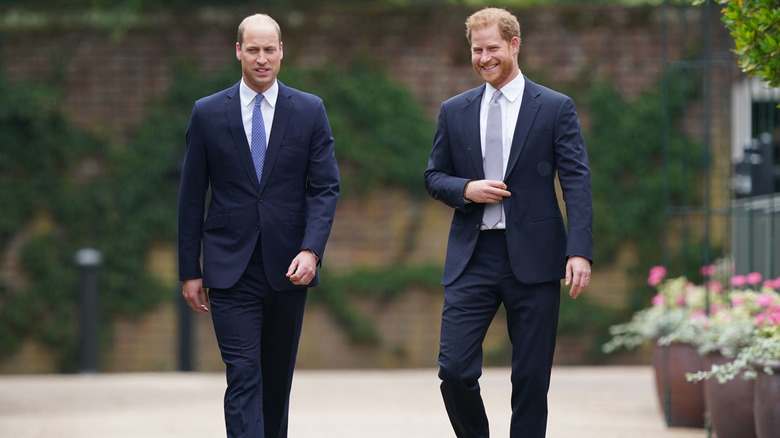 Prince William and Prince Harry walking