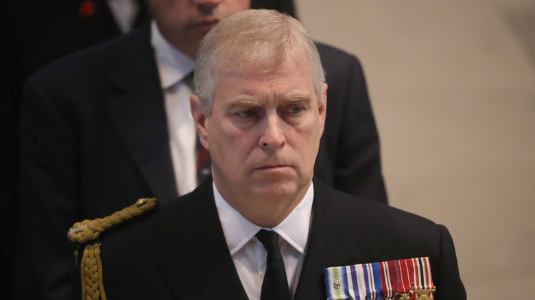 Prince Andrew frowns 