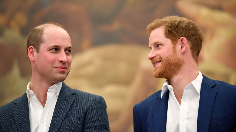 Prince Harry and Prince William smile 