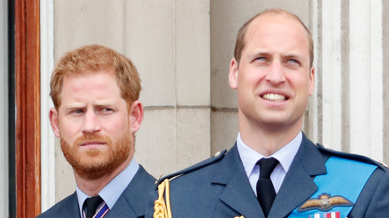 Prince Harry looking at Prince William