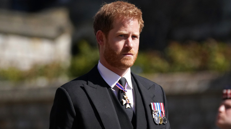 Prince Harry at Prince Philip's funeral