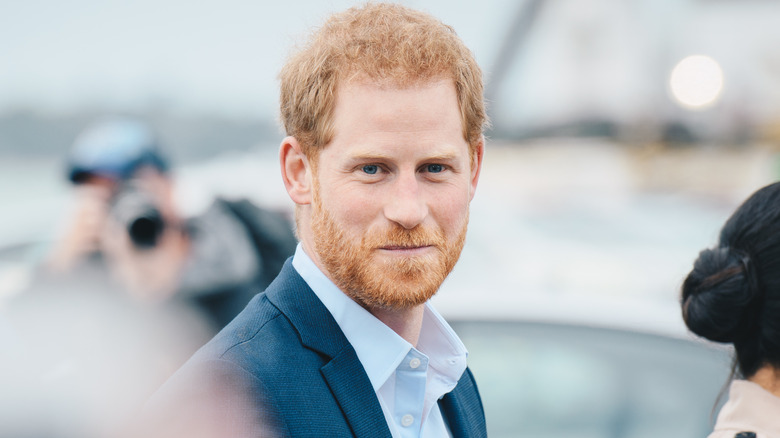 Prince Harry pursed lips