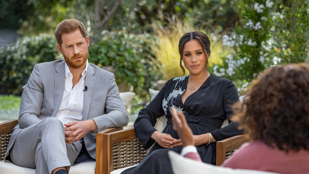 Prince Harry and Meghan speaking during their Oprah Winfrey interview