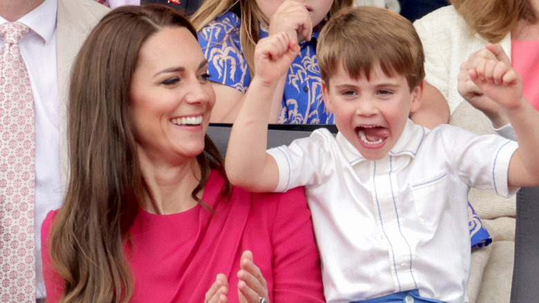 Kate Middleton and Prince Louis smiling