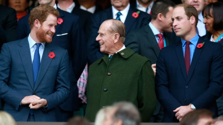 Prince Harry and Prince Philip and Prince William