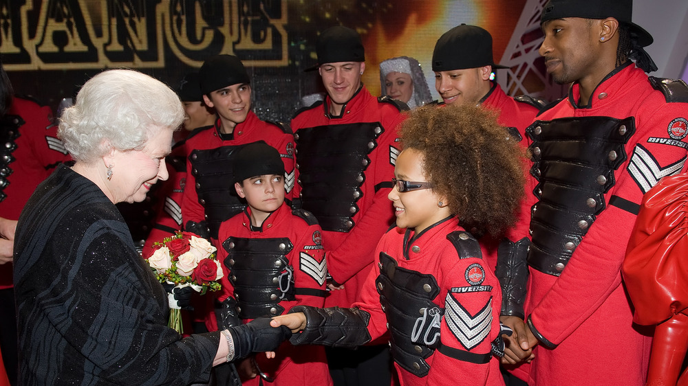 Queen Elizabeth II meets Diversity following the Royal Variety Performance in 2009