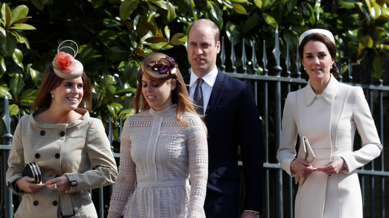 Princess Eugenie, Princess Beatrice, Prince William, and Catherine, Duchess of Cambridge attend Easter services