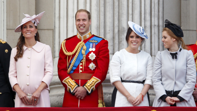 Catherine, Duchess of Cambridge, Prince William, Princess Eugenie, and Princess Beatrice smiling