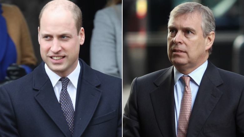 Prince William and Prince Andrew in formal suits