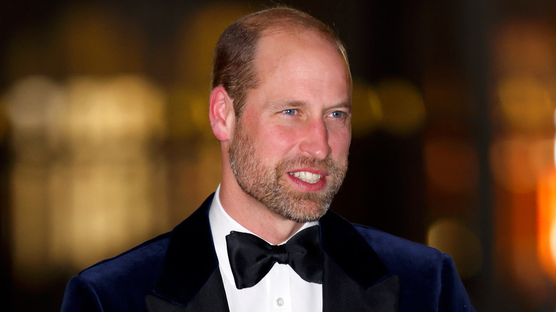 Prince William wearing a tuxedo and beard