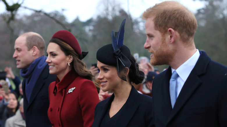 Harry and Meghan walking with William and Kate