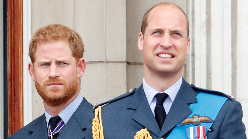 Prince Harry looking at Prince William