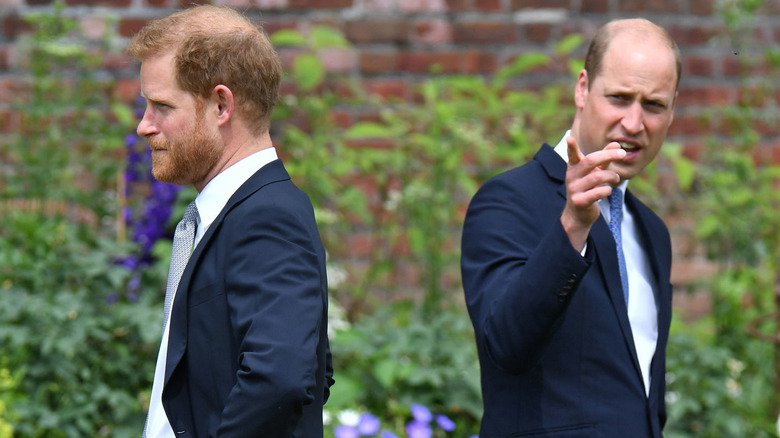 Prince Harry and Prince William standing back-to-back