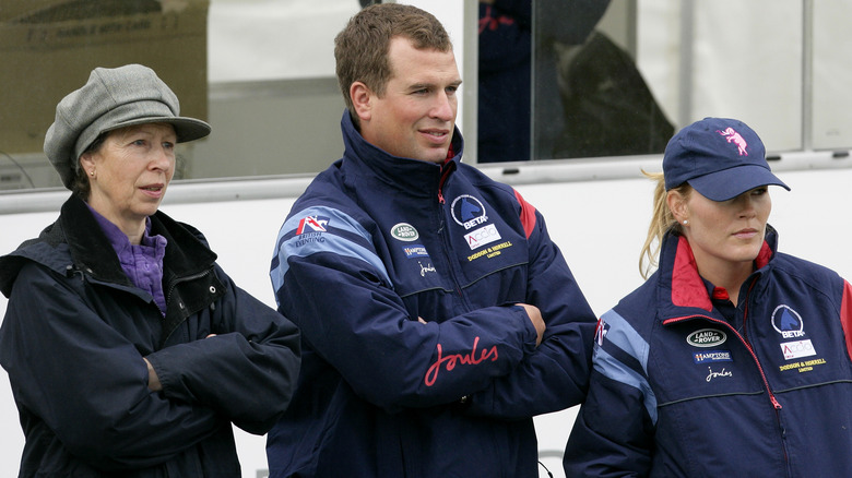 Princess Anne with Peter Phillips and Zara Tindall