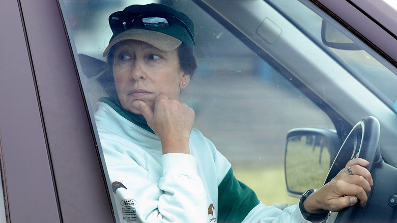 Princess Anne driving her Range Rover