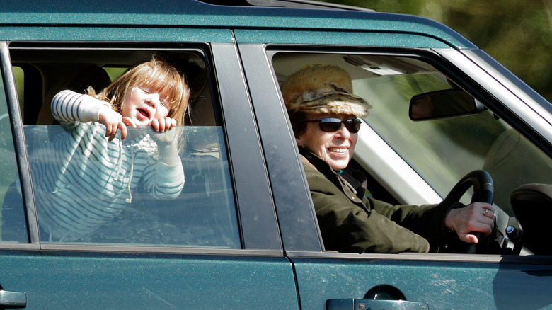 Princess Anne driving her granddaughter