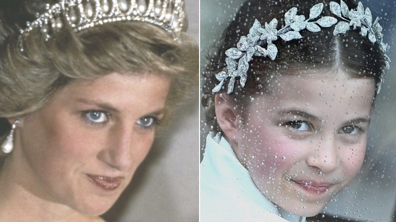 Princess Diana tiara, Princess Charlotte diamond headband split image