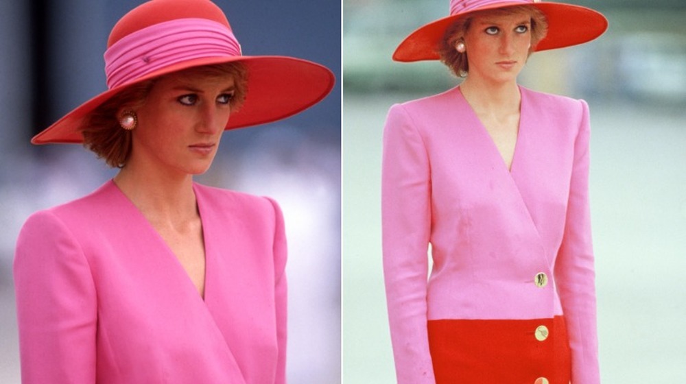 Princess Diana wearing Catherine Walker and Philip Somerville in 1989