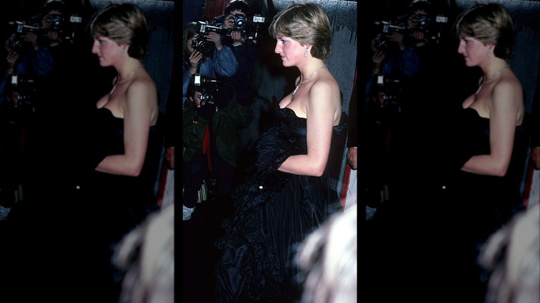 Princess Diana wearing black gown