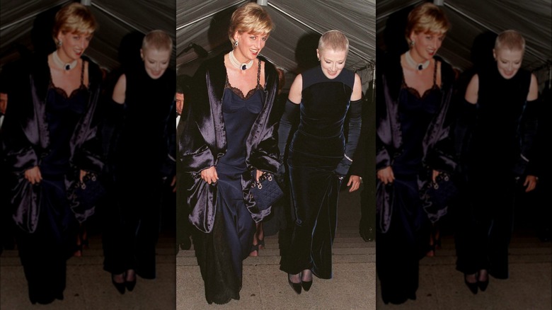 Princess Diana, Liz Tilberis wearing dark dresses