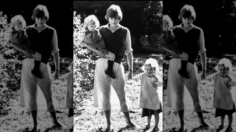 Princess Diana wearing skirt backlit by sun