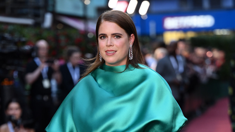 Princess Eugenie in teal dress at an event