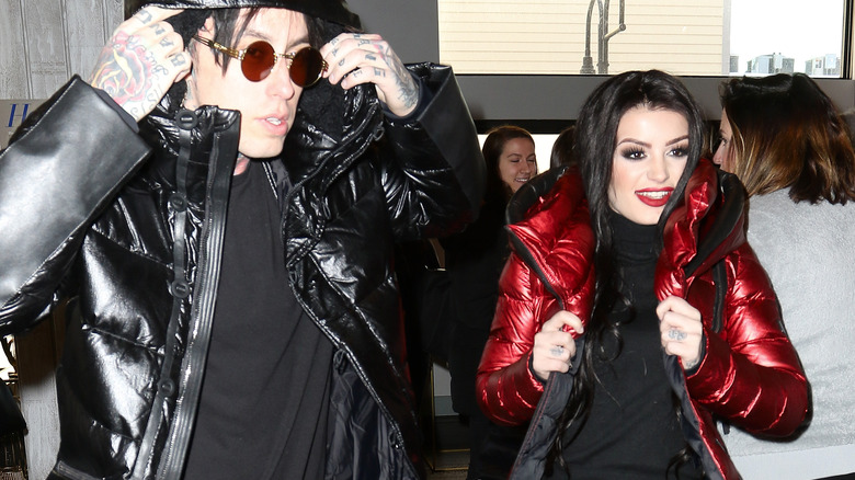 Ronnie Radke and Paige in winter coats