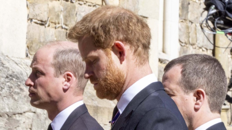 Prince William and Prince Harry at Prince Philip's funeral