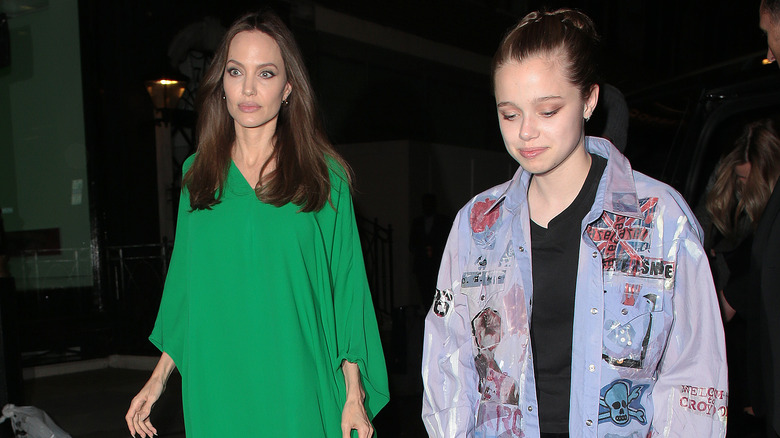 Angelina and Sholie Pitt walking