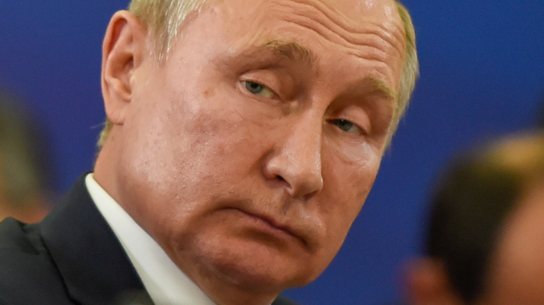 Vladimir Putin staring angry