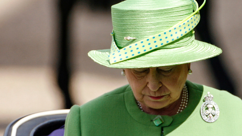 Queen Elizabeth looking sullen