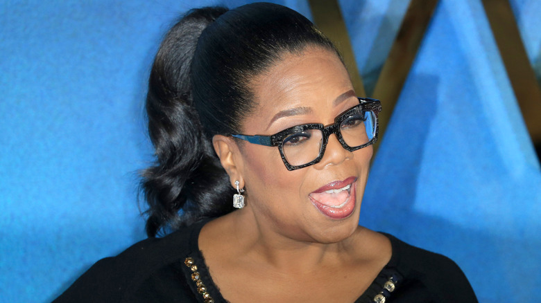 Oprah Winfrey posing with mouth open