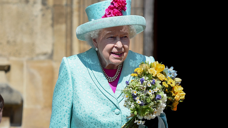 Queen Elizabeth with flowers