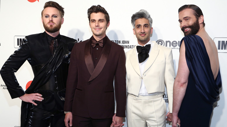 Bobby Berk, Antoni Porowski, Tan France, Jonathan Van Ness on red carpet