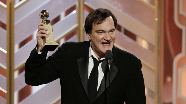 Quentin Tarantino on stage at the Golden Globes
