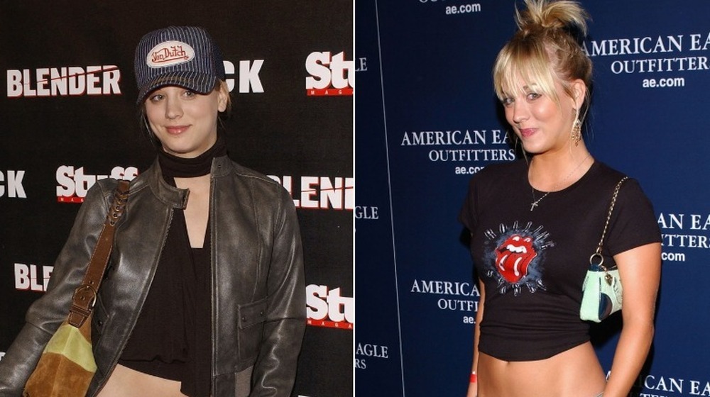 Kaley Cuoco posing at two different events 