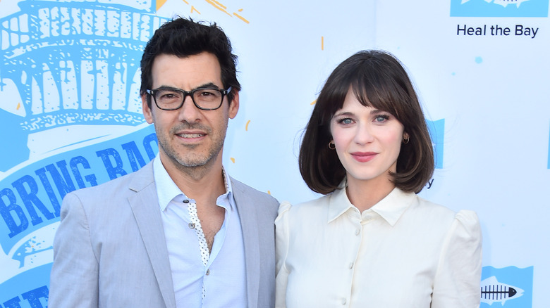 Zooey Deschanel poses with Jacob Pechenik