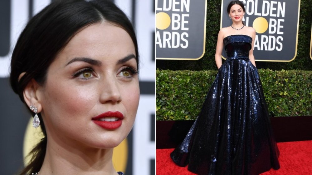 Ana de Armas wears studs on the Golden Globes 2023 red carpet