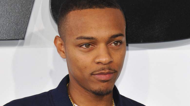 Bow Wow wearing a blue jacket