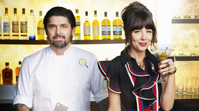 Ludo Lefebvre chef coat Natasha Leggero cocktail