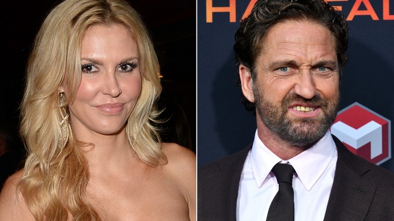 Brandi Glanville smiling, Gerard Butler making face