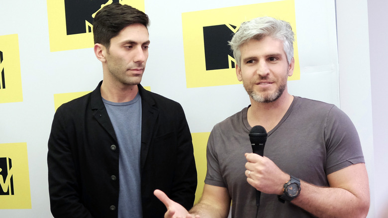 Nev Schulman and Max Joseph being interviewed at an event