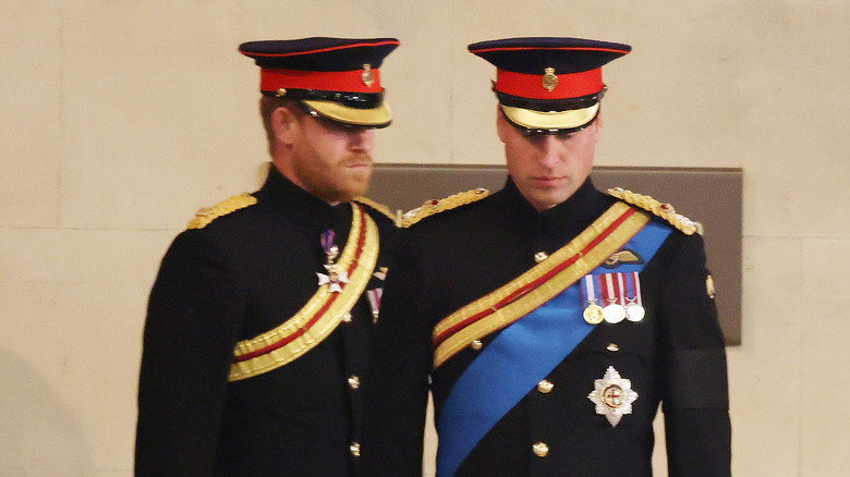 Princes William and Harry at Queen Elizabeth II's funeral